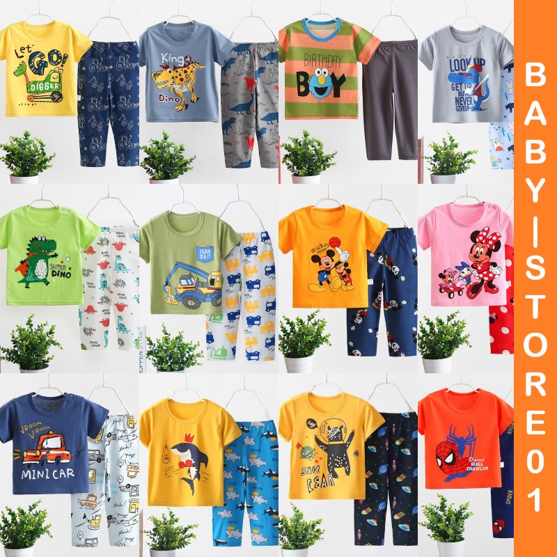 BABY STORE01 - BJC SETELAN ANAK 0-3 TAHUN PIJAMA ANAK BAJU ANAK BAJU PENDEK DAN CELANA PANJANG 12-23