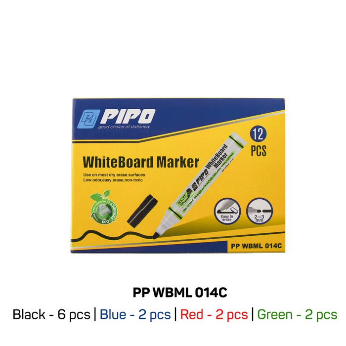 

Pipo whiteboard wbml014c marker spidol papan tulis isi 12pcs Limited