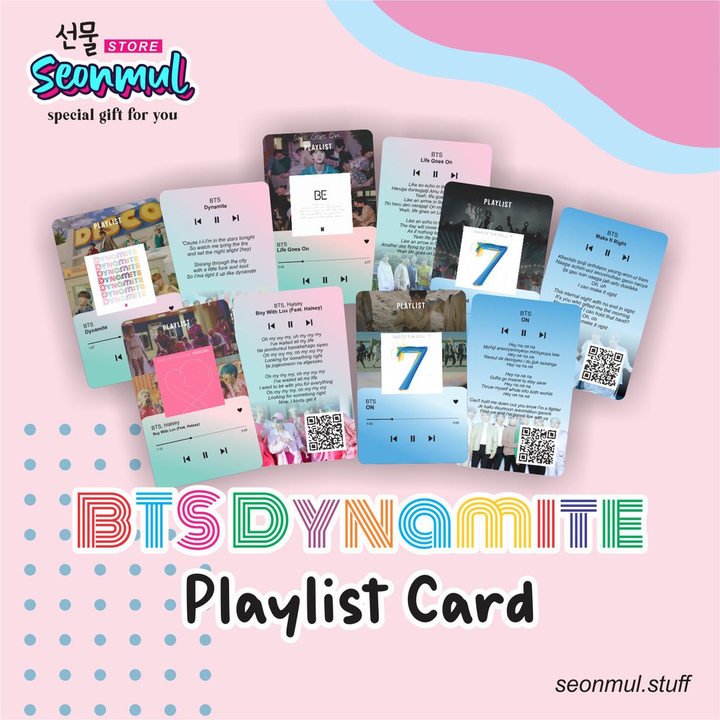 PLAYLIST CARD [BARCODE YOUTUBE] BTS DYNAMITE TRACKLIST KPOP