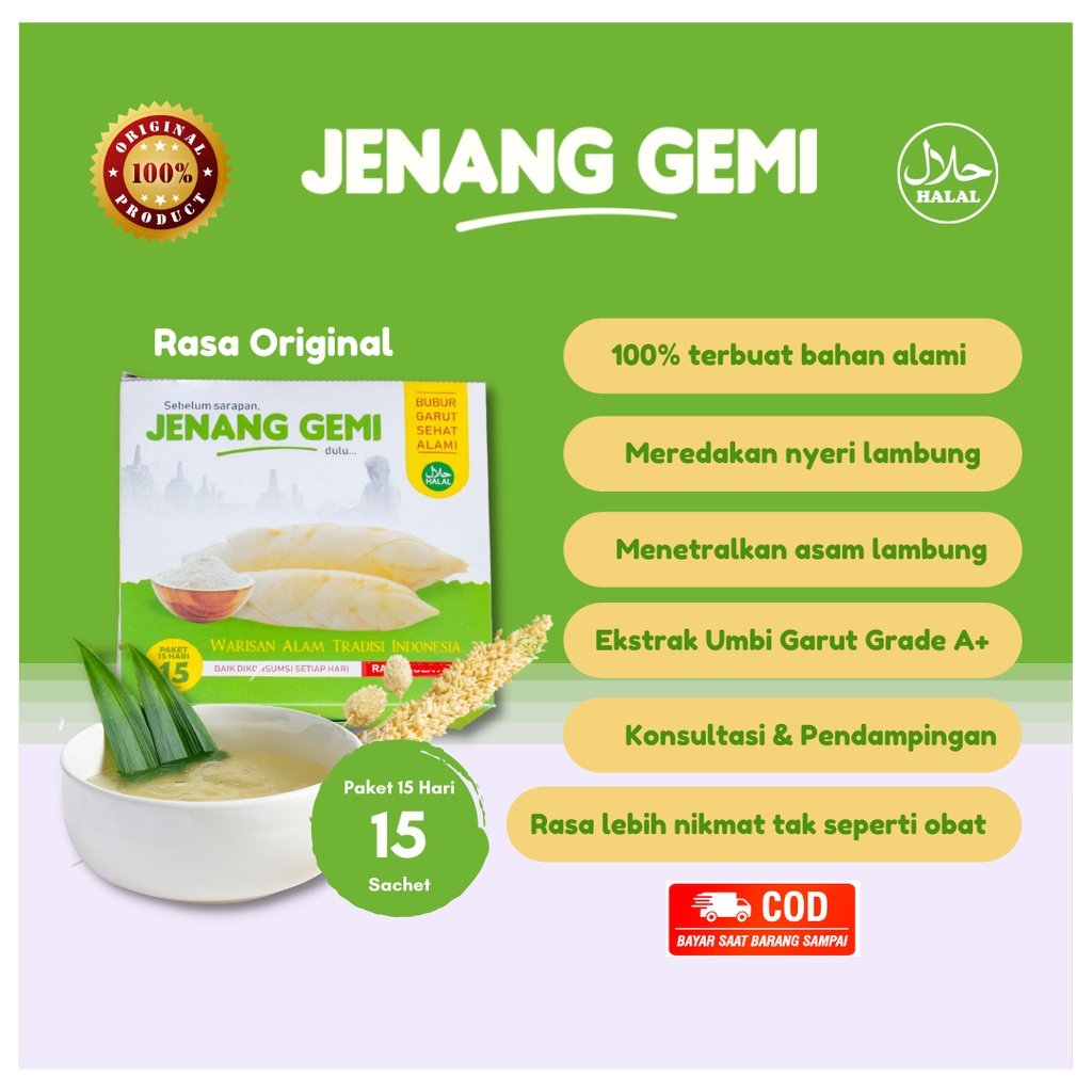 

Bubur Jenang Gemi Rasa Original Isi 15 Sachet Obat Sakit Maag Magh Mag Mah Atasi Keluhan Asam Lambung Gerd Kembung Diare Mencret Penurun Kolesterol Kolestrol