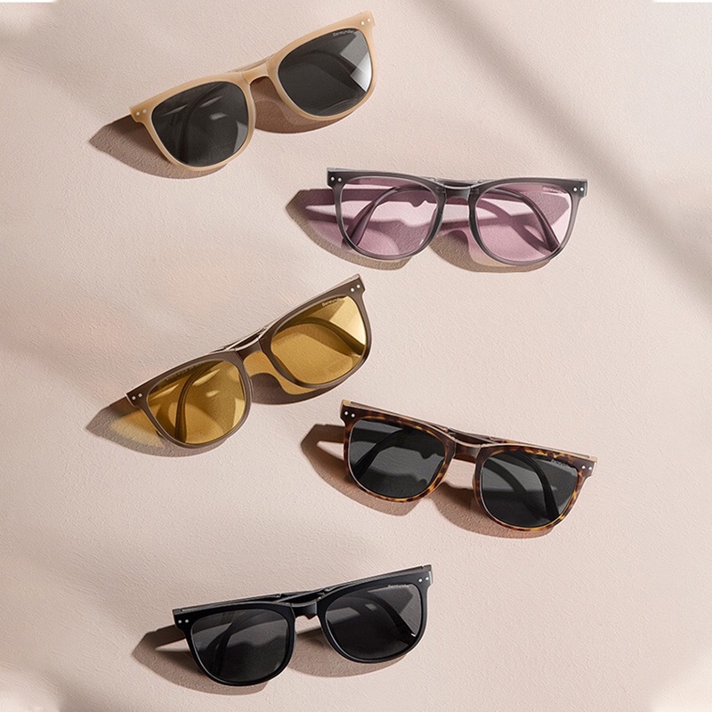COD❤Kacamata Hitam Terbaru Bisa Di Lipat Sunglasses Anti-Uv Wanita Pria Import Kacamata Fashion Tri