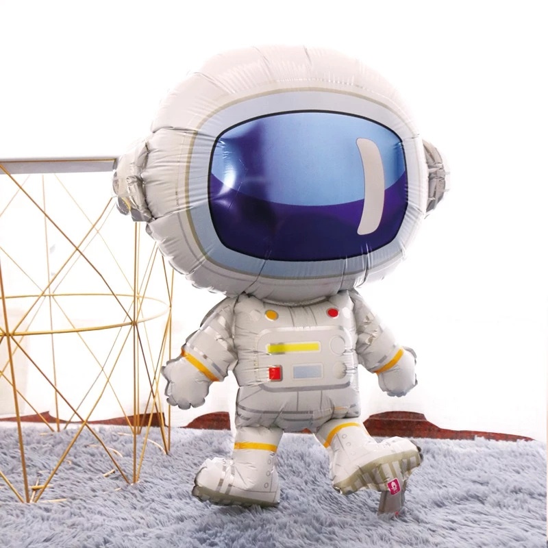 Ornamen Balon Bentuk Ufo Spaceman Rocket 4D Bahan Aluminum Foil Untuk Dekorasi Pesta Ulang Tahun Anak