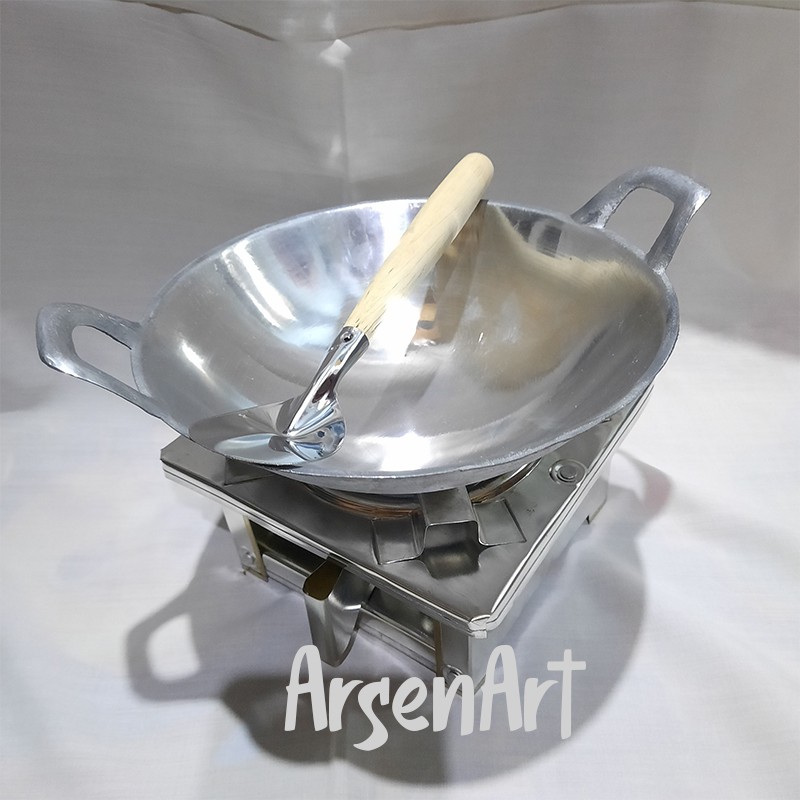 Alat Masak Mini 1 Set Kompor BB Spirtus Uk.14x14x10 cm, Wajan Diameter 17 cm dan Sodet Bisa Untuk Camping