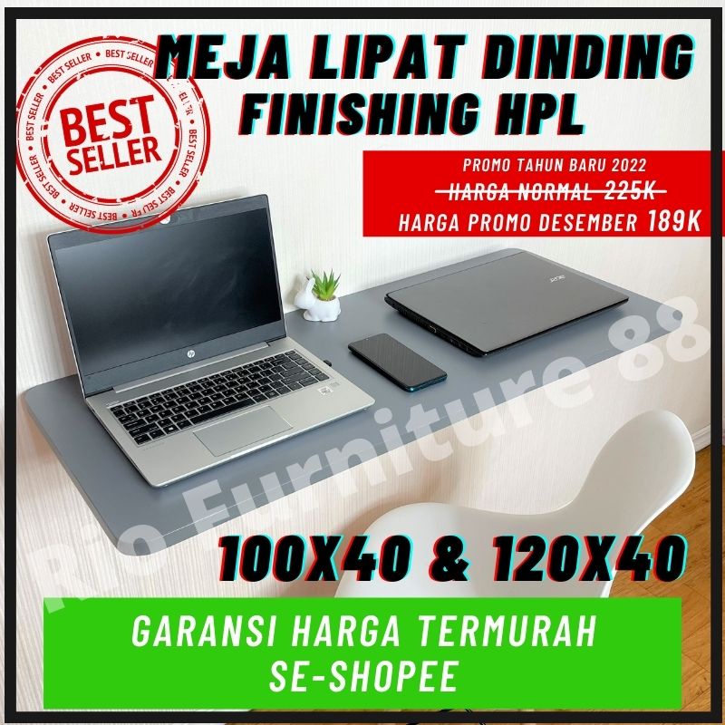 Meja Lipat Dinding / Meja Kerja Lipat / Meja Laptop Portable/ Meja Makan Portable P 100cm X L 40cm -