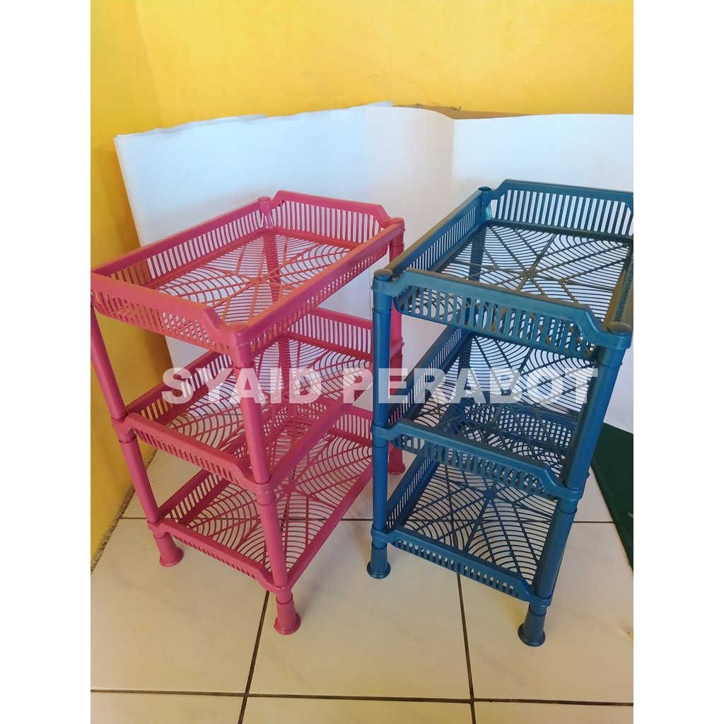 Rak piring gelas plastik 3 susun serbaguna tempat bumbu DLL