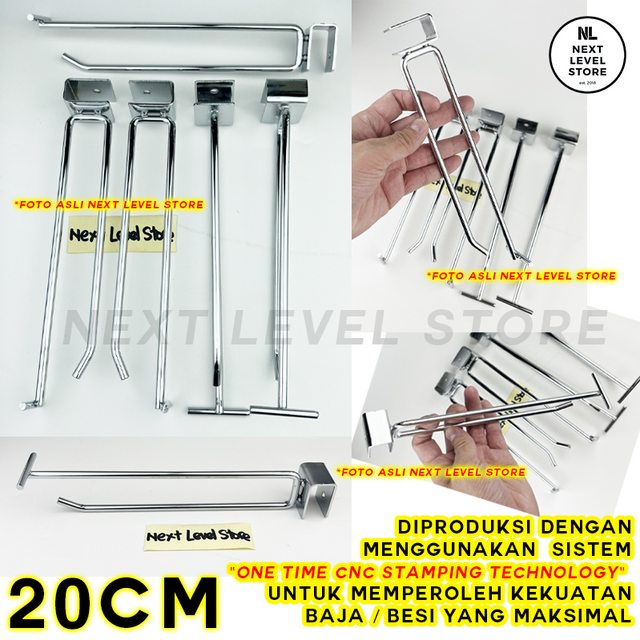 Single Hook Label Double Kotak Ram 20 CM TEBAL 6mm Stainless Cantolan Display Square Pipa Label Harga Price Tag - LINK GROSIR