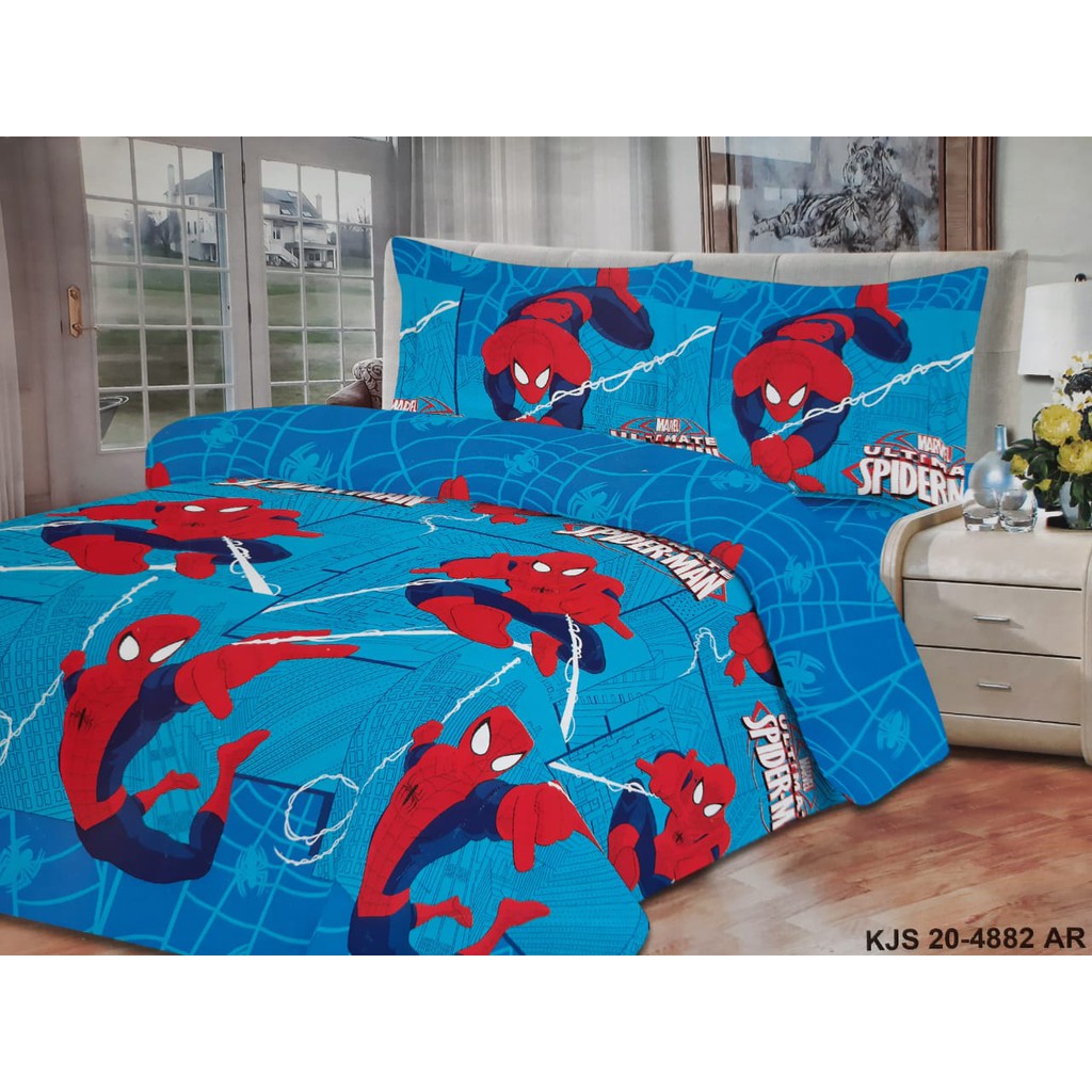 Sprei Karakter Jumbo Motif Spiderman Biru 180x200cm Kasur No.1
