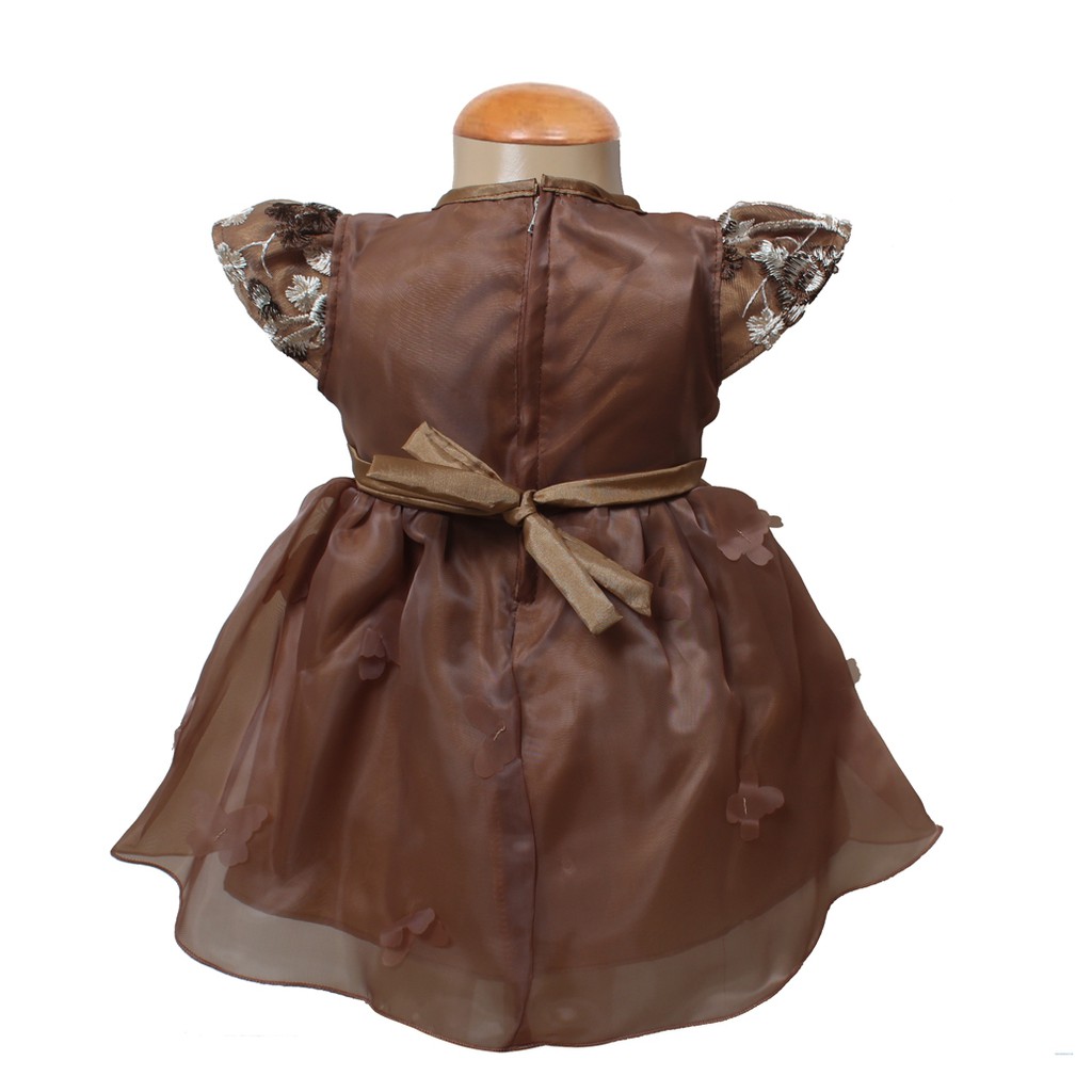 Dress Kids Jeni ABU/Pakaian Anak Modern/Baju Anak  Bayi Brukat Organza/Baju Pesta Anak Realpict/ Brukat