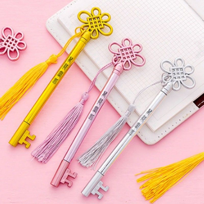 1PCS Chinese Style Fringed Key Pendant Gel Pens Novelty Cute Pen School Supplies