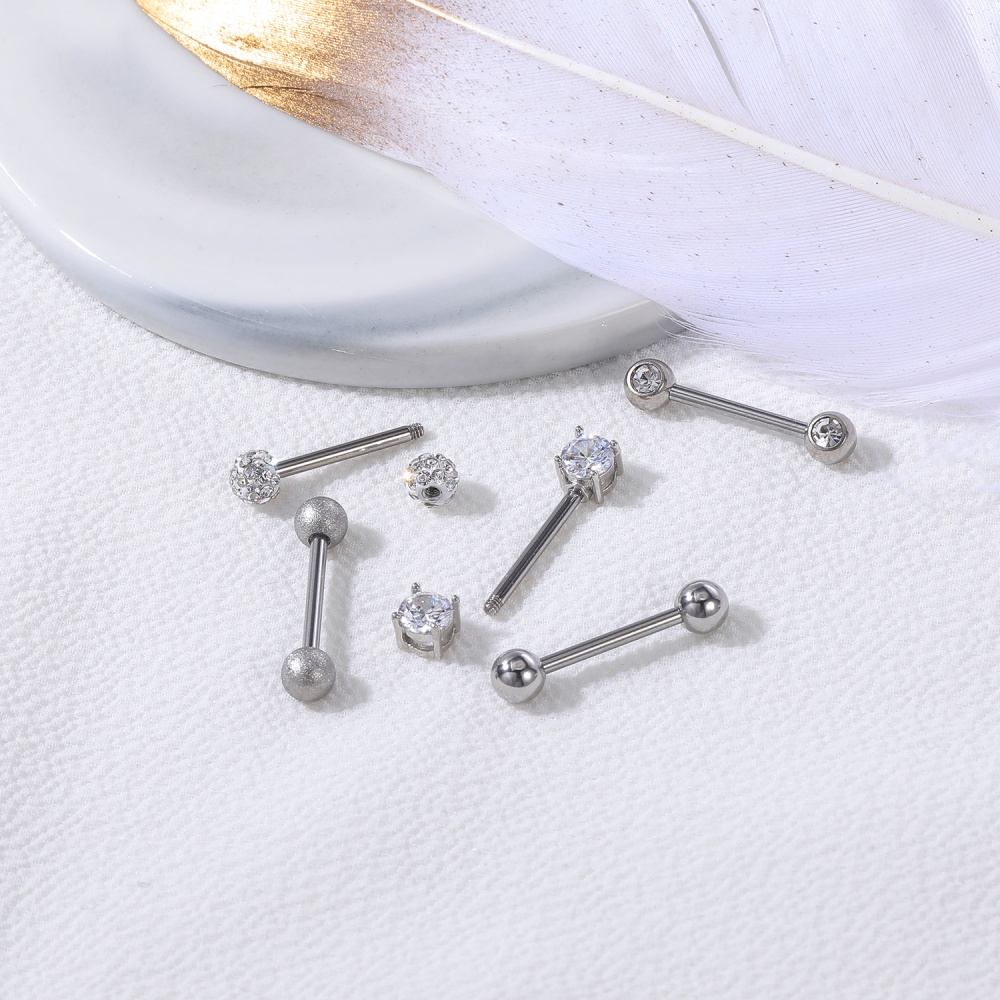 1Set 14g Anting Tindik Lidah Bentuk Tengkorak Bahan Stainless Steel Untuk Wanita