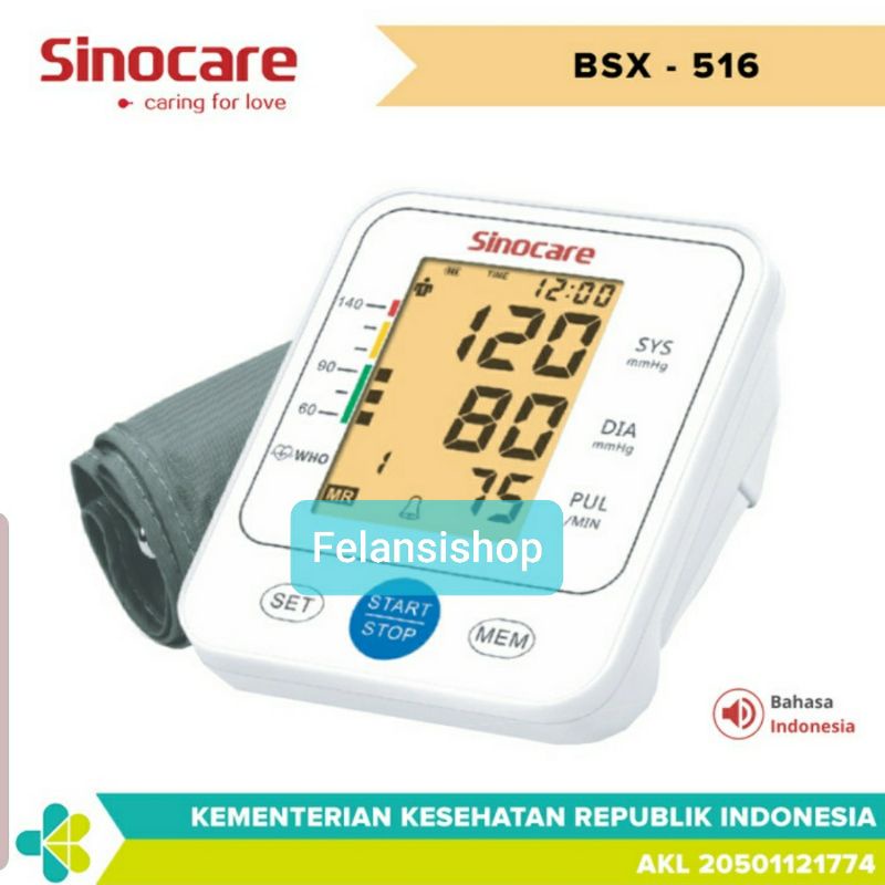 Tensimeter Digital Suara Sinocare BSX-516 Alat Cek Tekanan Darah Otomatis