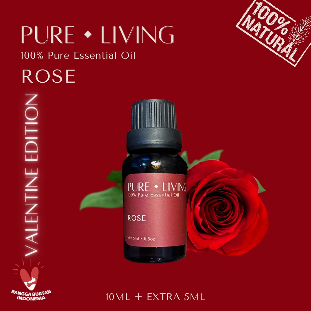 Rose - 100% Pure Essential Oil 15ml | Romantic Couple | Aromatherapy Oil 15ml | Pewangi Ruangan | Oil Aromaterapi Diffuser Oil Burner | Minyak Atsiri | Birthday Gift Ideas | Minyak Esensial | Room Fragrance Perfume | Pengharum Ruangan