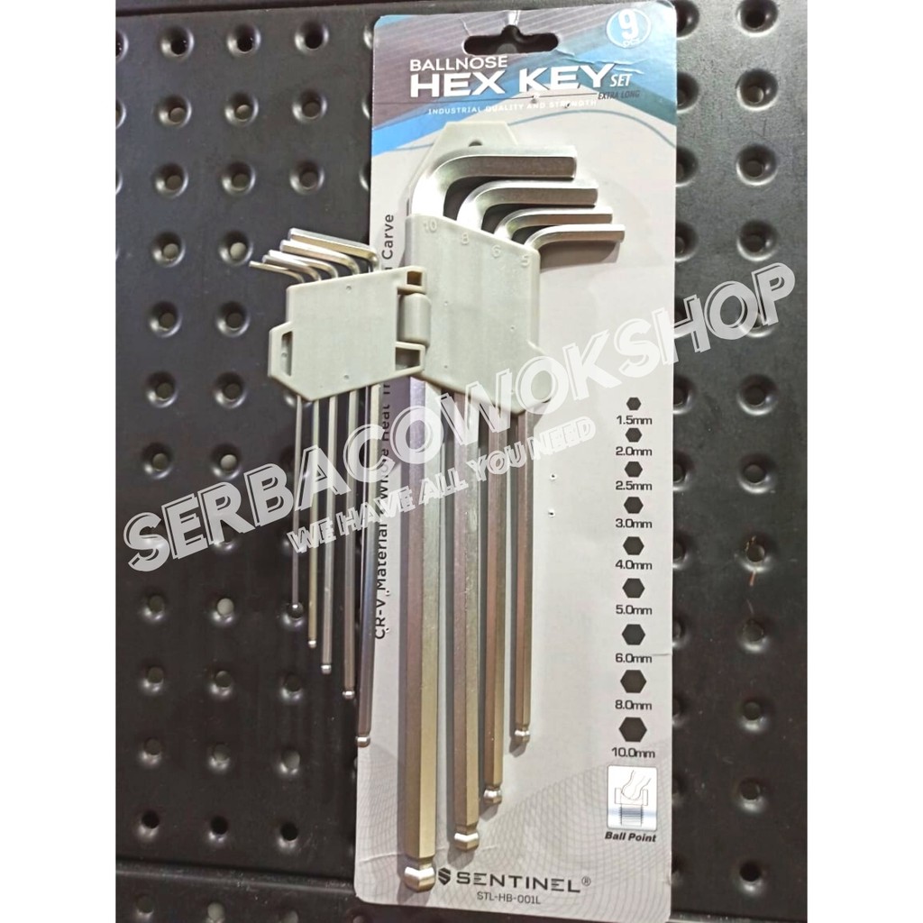 Sentinel Kunci L Pentol Ballpoint Hex Key Set Chrome 9 Pcs Extra Long Termurah Berkualitas