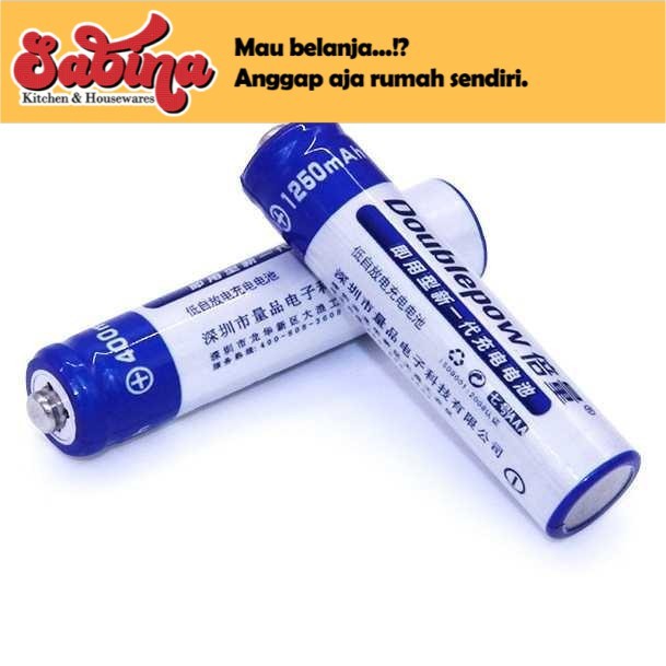 Batu Baterai Alkaline Rechargeable 2PCS AAA 1250mAh DOUBLEPOW