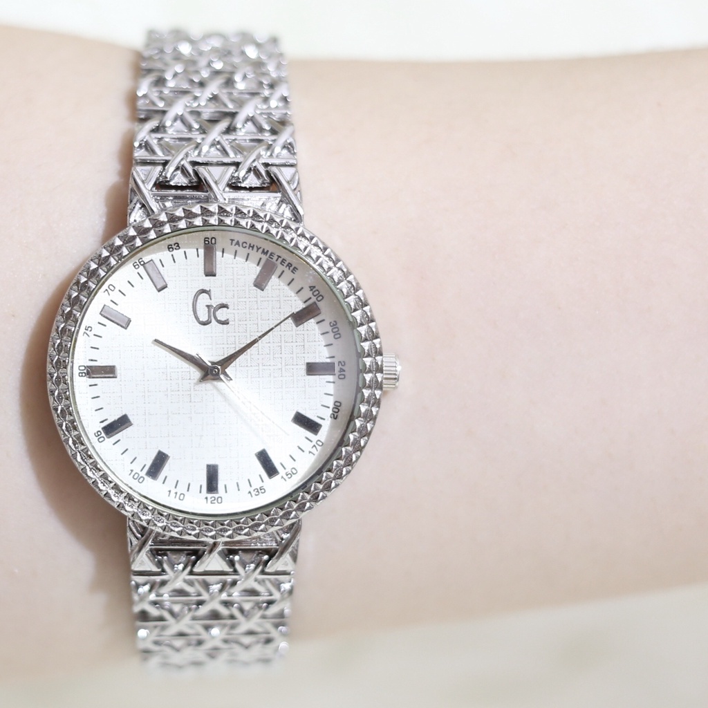 Jam tangan GUESS rantai wanita fashion cewek termurah grosir ecer stainless GR001-GC004 FULLSILVER