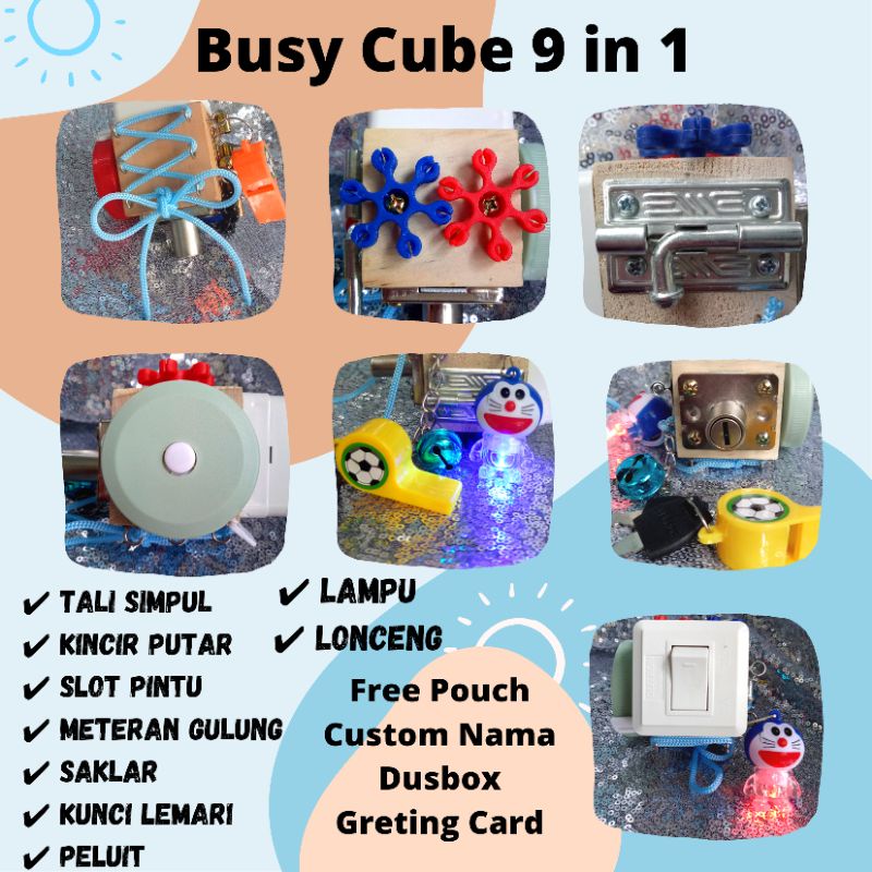 BUSY CUBE  Montessori 10 IN 1 / BUSY BLOCK  / MAINAN MOTORIK DAN EDUKASI / MONTESSORI PLAY