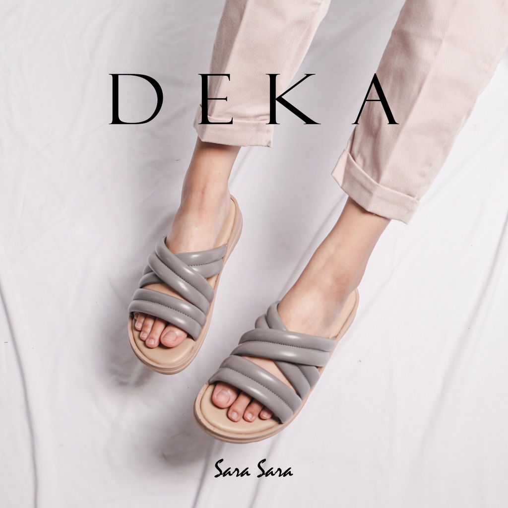 Sara Sara DEKA Sandal wedges wanita casual sendal cewek ban dua silang kulit kekinian