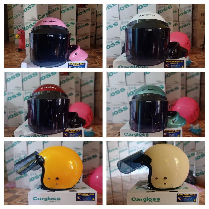 Helm cargloss original free kaca datar injak