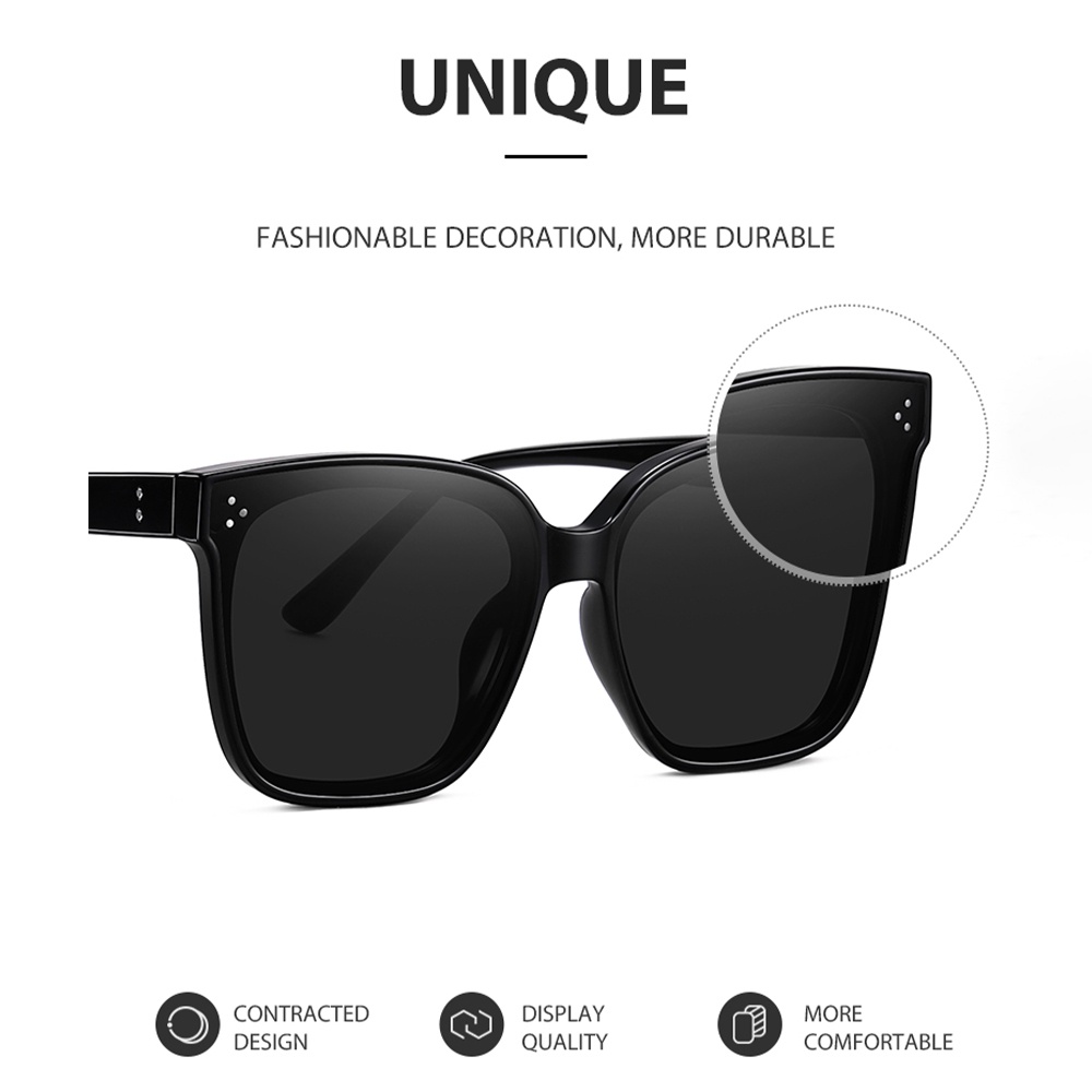 [Bisa Ganti Lensa] Kacamata Hitam Polarized Wanita Pria Cowok Besar Korea Gaya TR90 Frame Kaca Mata Hitam Anti Sinar Matahari UV400 Minus Viendo-5