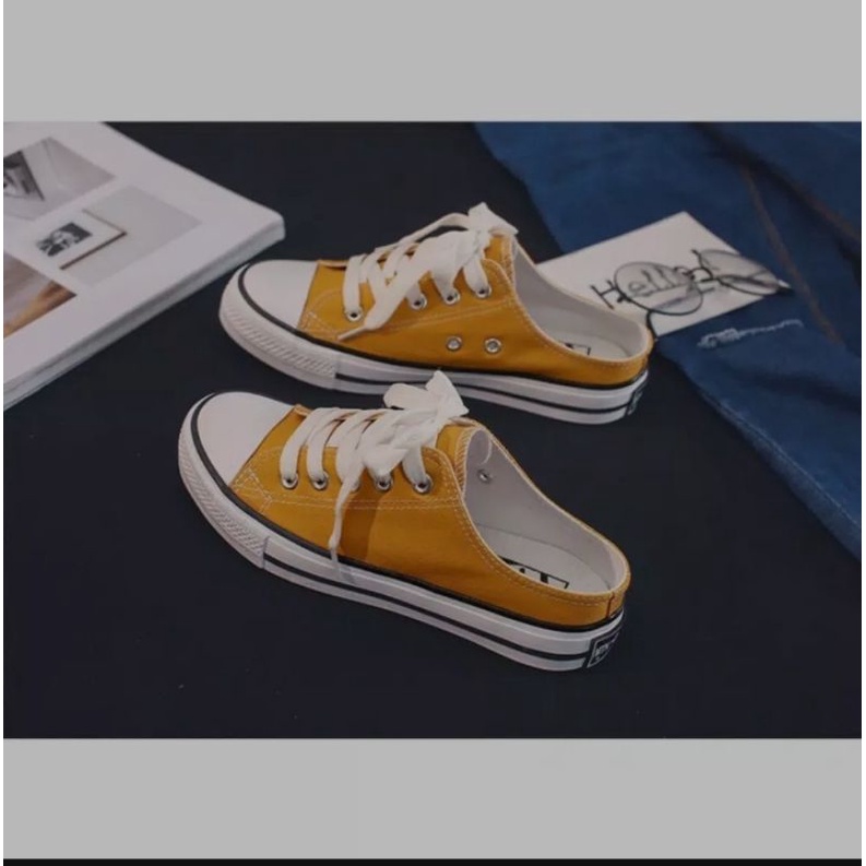 SEPATU SANDAL WANITA SNEAKERS CONVERSE ALL_STAR KUNING MODEL SLIPON UNISEX TERBARU sepatu_fashion/se