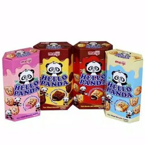 

Biskuit Hello Panda 45gr / Meiji Hello Panda 4 Variants Pink Kuning Merah Biru