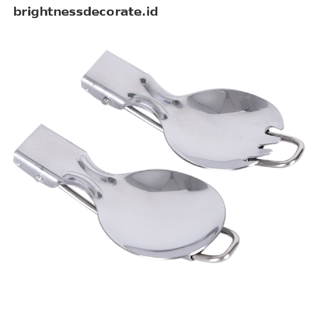 [birth] Folded Spoon Spork Outdoor Tableware Camping Cookware Folded Flatware For Picnic  [ID]