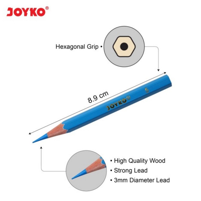 Pensil Warna/Mewarnai Colour/Color Pencil 12 warna Joyko Pendek CP-102-1