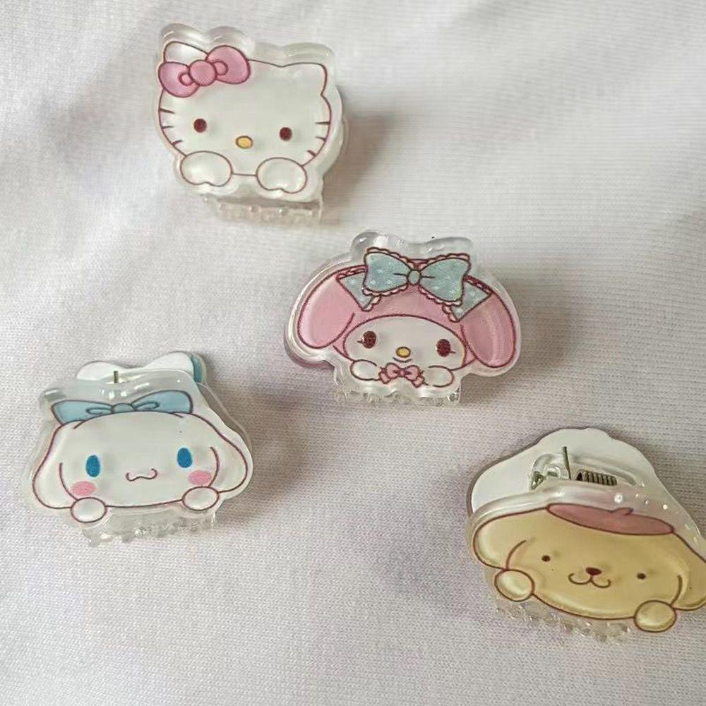 Agustina Women Hair Claws Aksesoris Rambut Manis Kuromi Kitty Cat Cinnamoroll Akrilik Kecil Ponytail Holder