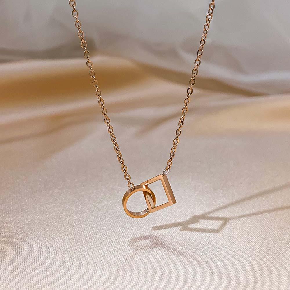 Agustina Kalung Trendi Sederhana Cincin Geometris Koean Persegi Perhiasan Fashion