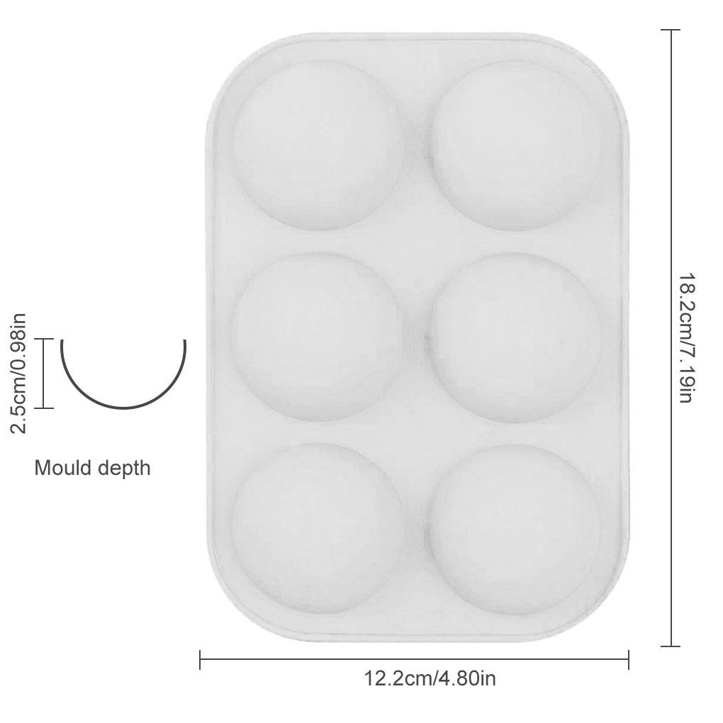 (house2020) Cetakan Kue / Muffin / Cokelat 6 Lubang Bentuk Setengah Bola Bahan Silikon Untuk Baking DIY