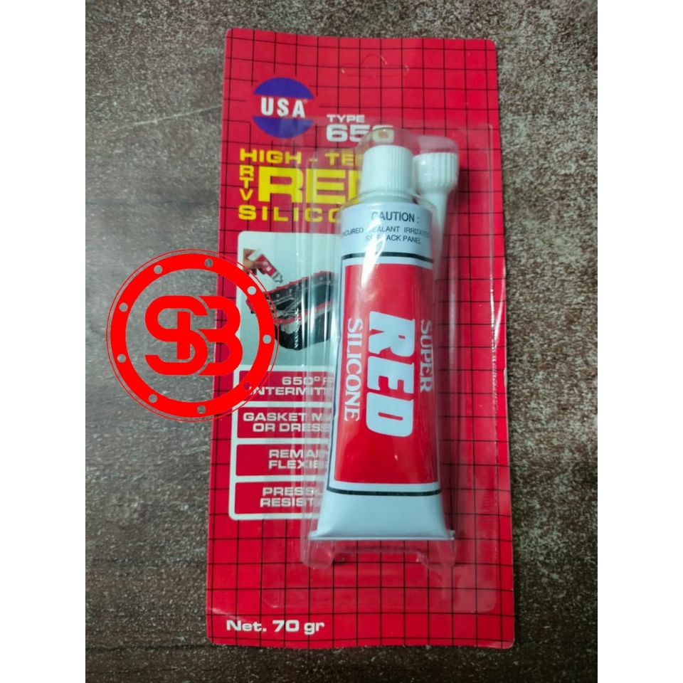 Jual LEM HIGH TEMP SILICONE USA 650 70gr SEALANT GASKET MERAH Shopee