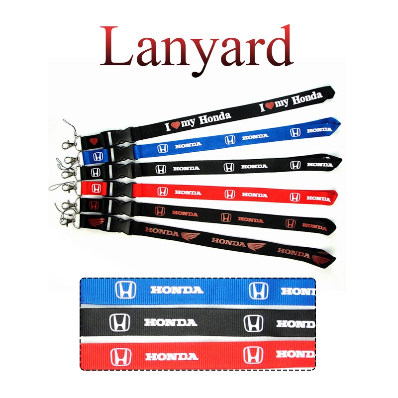 Merek Mobil Honda Leher Lanyard Tali Ponsel ID Card Holder Gantungan Kunci Sling Aksesoris