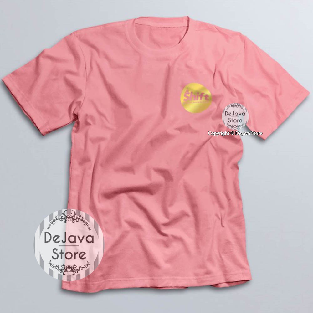 Kaos Dakwah SHIFT Gerakan Pemuda Hijrah Logo Dada Gold Emas - Baju Tshirt Distro Islami Muslim | 388-PINK