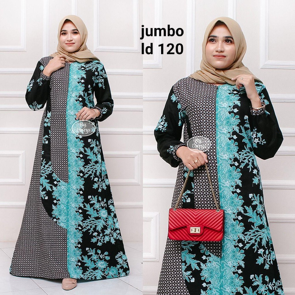 Gamis Batik Super Jumbo LD 110 Dan LD 120 Bahan Katun Motiv Terbaru Bisa Cod