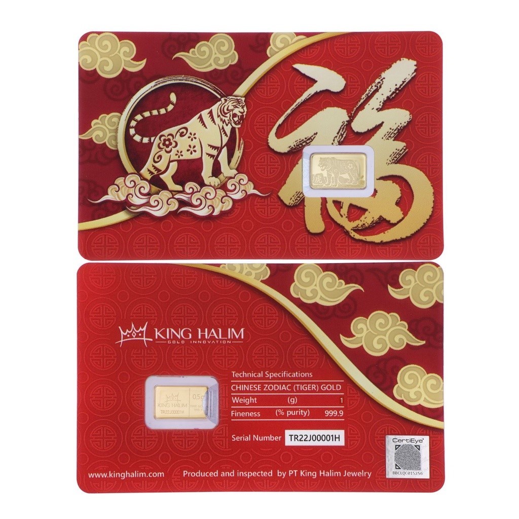 Logam Mulia King Halim / LM KH &quot;Chinese Zodiac Tiger&quot; 24K 1 gram - SDW Gold -