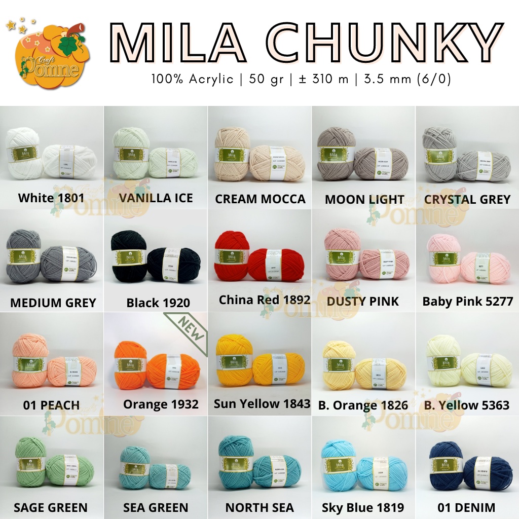 BENANG RAJUT MILA CHUNKY ACRYLIC BRAIDED YARN