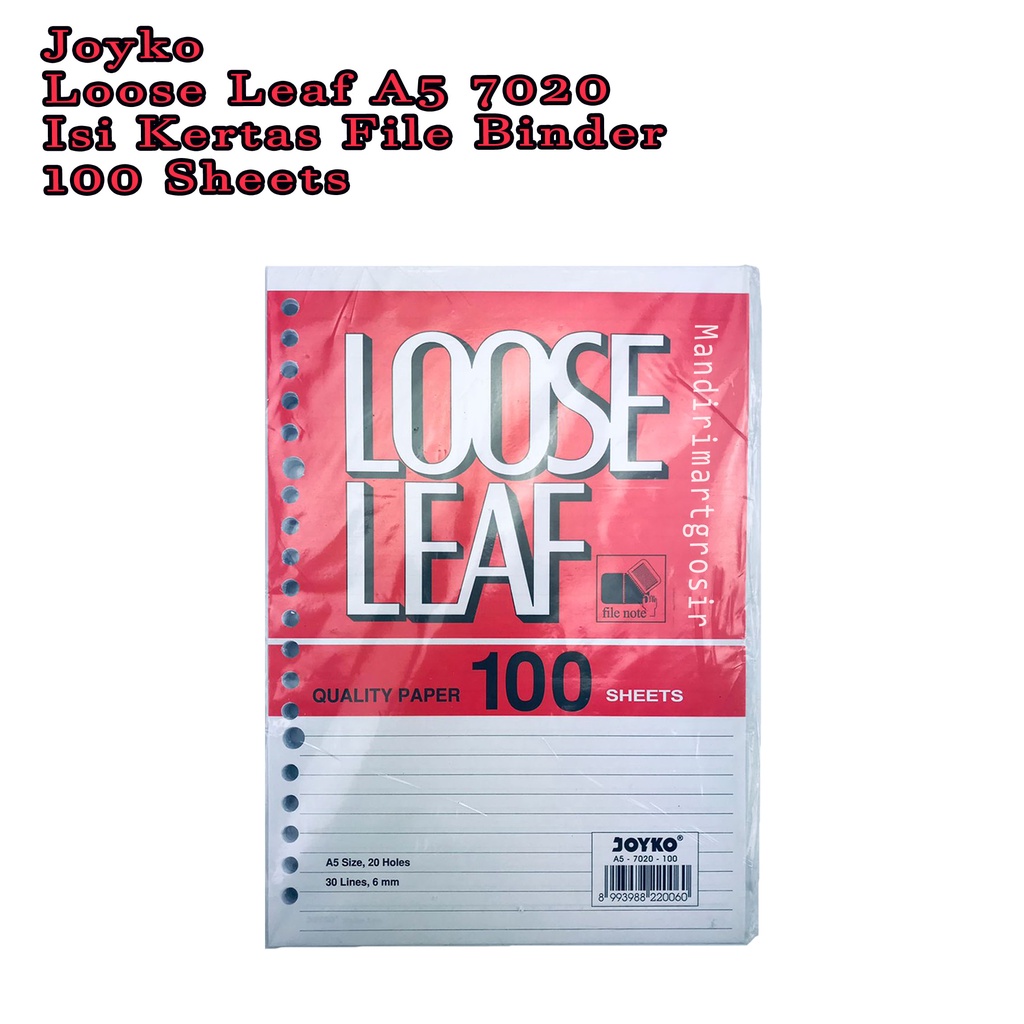 Loose Leaf A5 7020 *Joyko * Isi Kertas File Binder * 100 Sheets