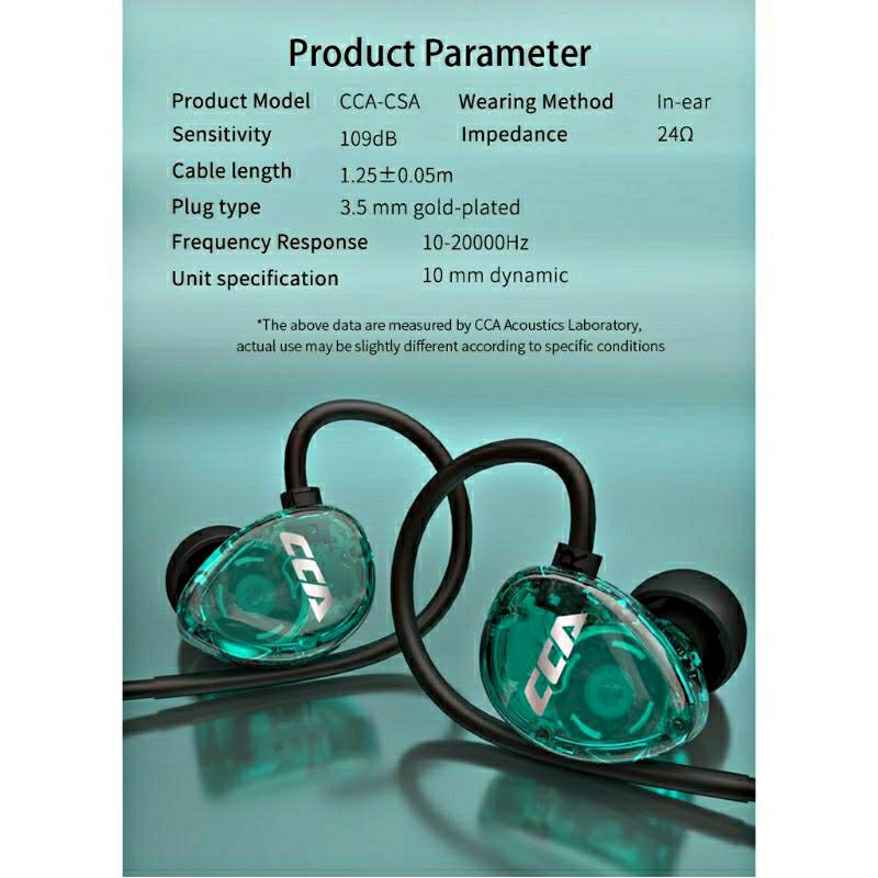 CCA CSA earphone HIFI BASS Booster music telfon sport headset mic original