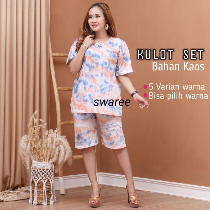 Baju Stelan Wanita Celana Kulot Pendek Clana Setelan Remaja Perempuan Terbaru Murah Kekinian Bahan Kaos Ukuran All Size