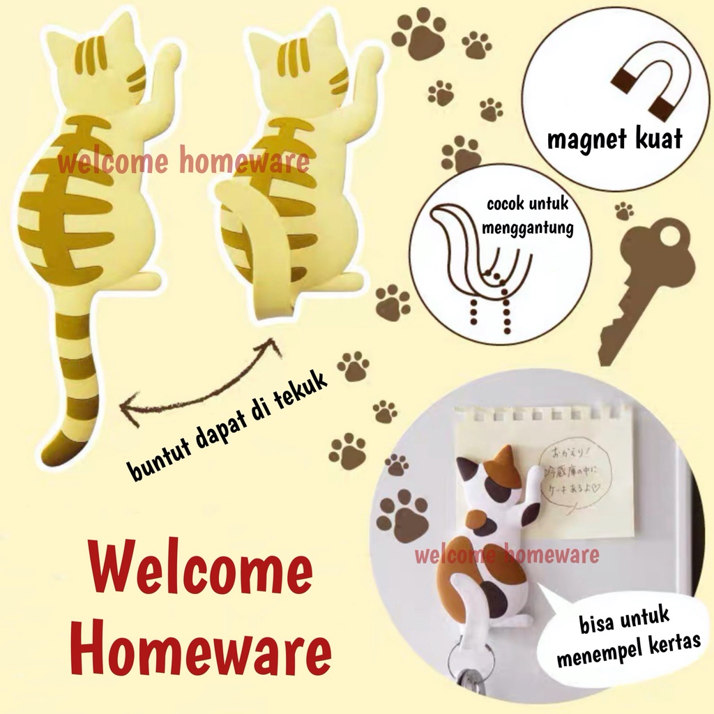 Gantungan Kunci Magnet Motif Kucing / Magnet Dinding / Magnet Kulkas