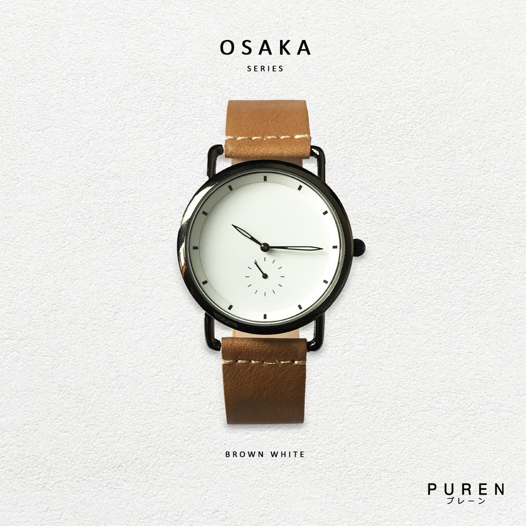 Puren Watch Jam Tangan Pria Wanita Osaka Series Brown White ( Unisex )