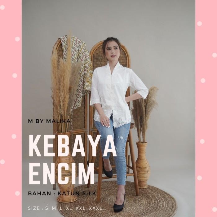 Baju Kebaya Encim Putih Lengan 7/8 - Malika Kebaya Ncim Modern 092