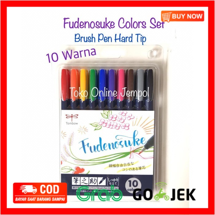 

(BISA COD) Tombow Fudenosuke Colors Brush Pen Hard Set 10 Warna 647990 ATK0849TW