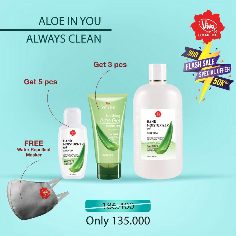 Paket Hand Sanitizer Moisturizer Aloe Vera Gel Viva