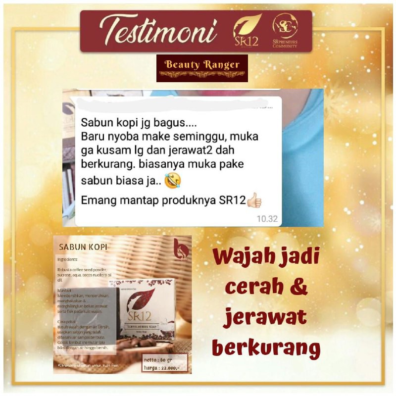 SR12 COFFEE HERBAL SOAP BPOM / ANTI KUSAM / SABUN KOPI HERBAL PENGHILANG FLEK HITAM