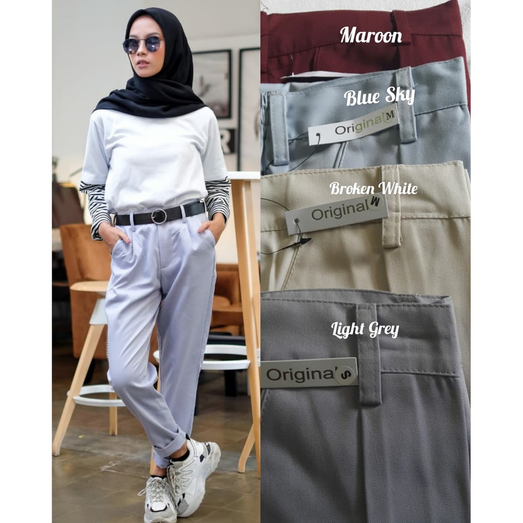 Baggy Pants Premium Warna Light Grey Shopee Indonesia