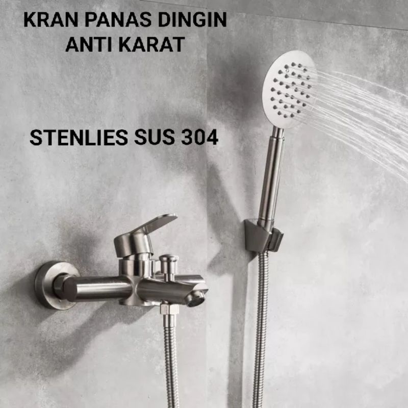 Kran panas dingin stenlies sus 304/shower mandi/kran shower set