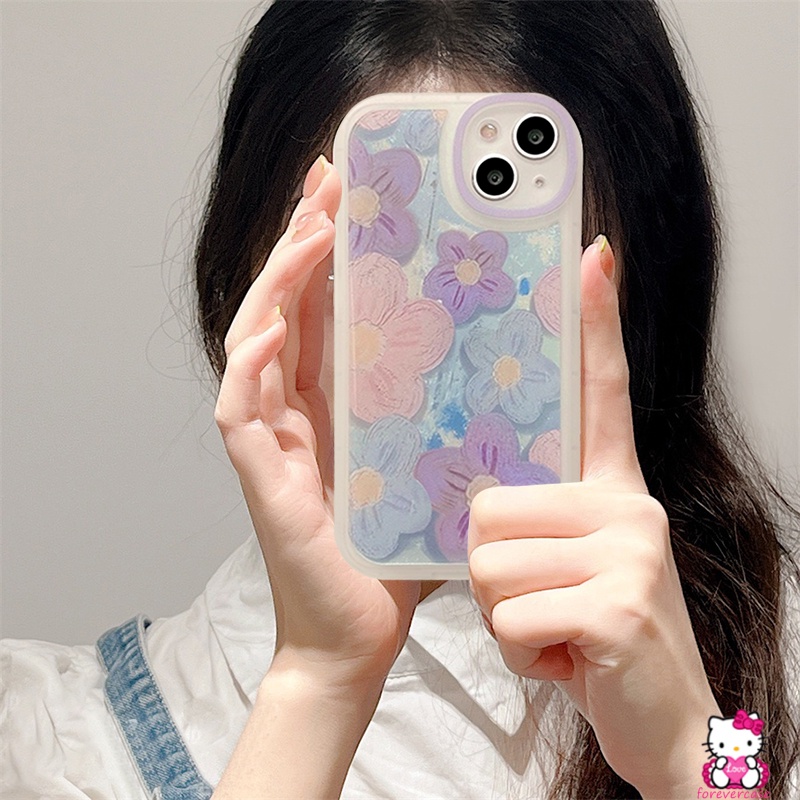 Soft Case Motif Lukisan Bunga Ungu NFC Untuk Xiaomi Redmi Note 10 9 Pro Plus Max 9 8 10s 9s 10 Redmi 10A 10 10C 9 9A 9C M3 POCO X3