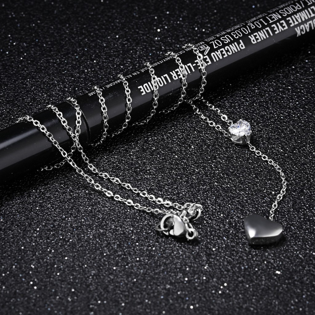 [New] Kalungtitanium mini korea hadiah wanita cewek love diamond anti karat KK118