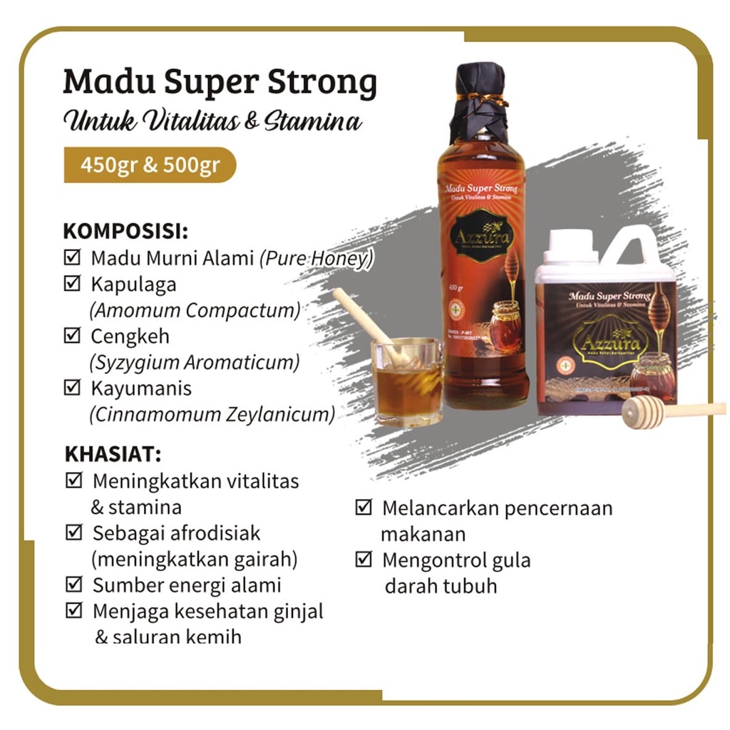 

Madu Super Strong | Madu Azzura | Madu Murni | Madu Herbal | Penambah Stamina | 450/500 gr